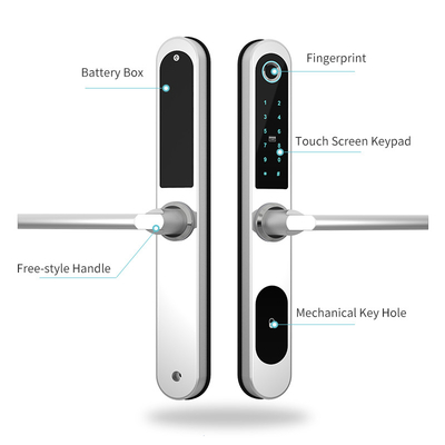 การ์ดลายนิ้วมืออัจฉริยะ Wifi Smart Home ล็อคประตูกระจกไบโอเมตริกซ์ แบตเตอรี่ AA 4 ชิ้น