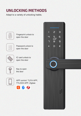 การรักษาความปลอดภัยภายในบ้าน ลายนิ้วมือ สมาร์ท ล็อคประตู รหัสผ่าน Wifi บัตร Tuya Hotel Smart Lock