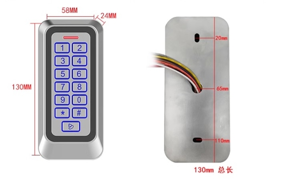 กล่องโลหะภายนอก Ip67 การควบคุมการเข้าถึงการ์ด EM/MF ด้วยคีย์บอร์ดแสงเบื้องหลัง