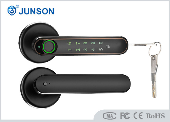 ล็อคประตูด้วยลายนิ้วมือที่จับโค้งสีดำ Bluetooth Tuya App