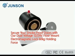 ปลอดภัยประตูกันควันของคุณด้วยความดันสองของเรา 12/24V โฟลท์พื้นติดตั้งล็อคไฟฟ้าแม่เหล็ก 60kg จับแรง